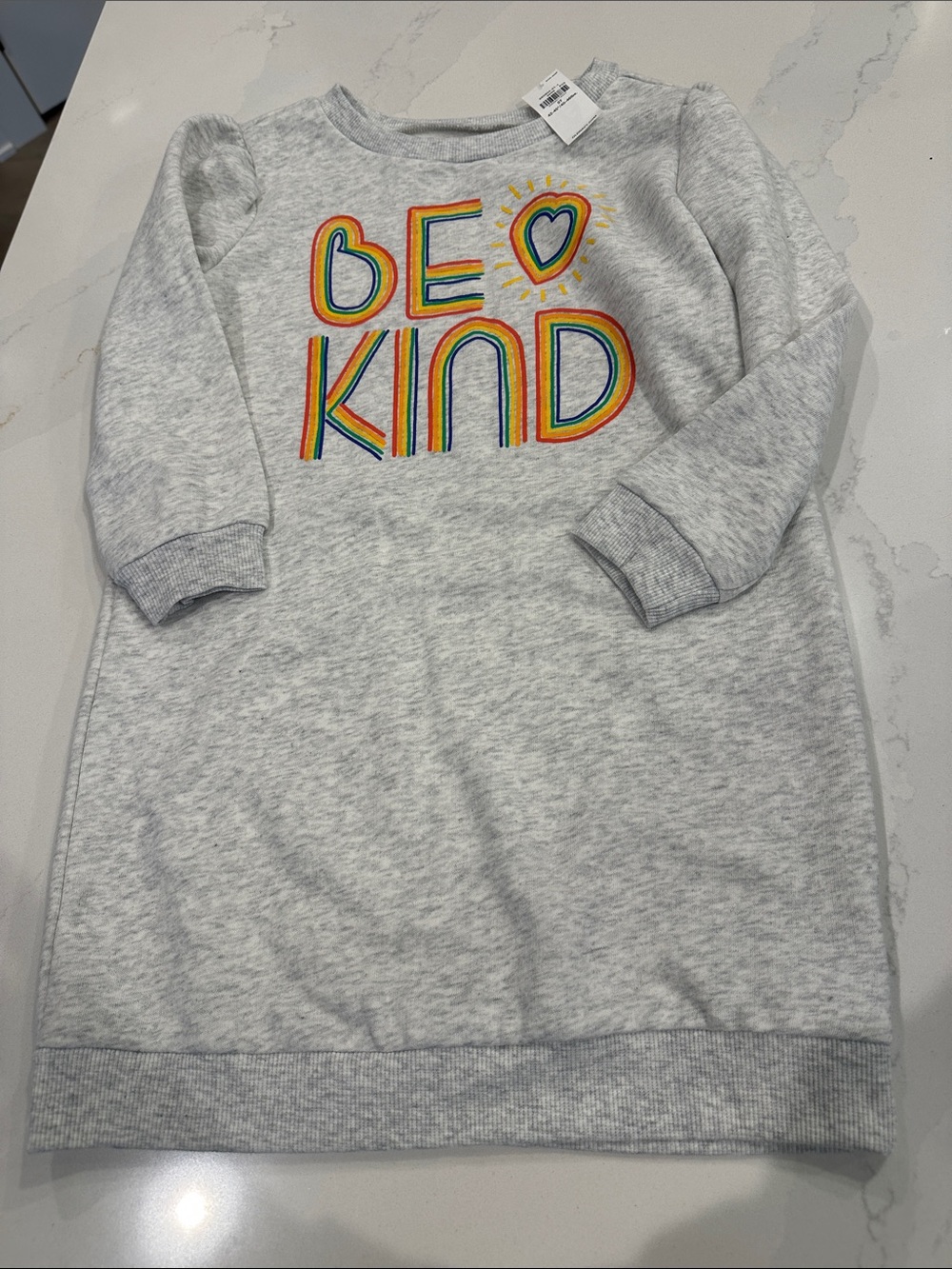 Old Navy “Be Kind” rainbow gray sweatshirt dress 5T NWT